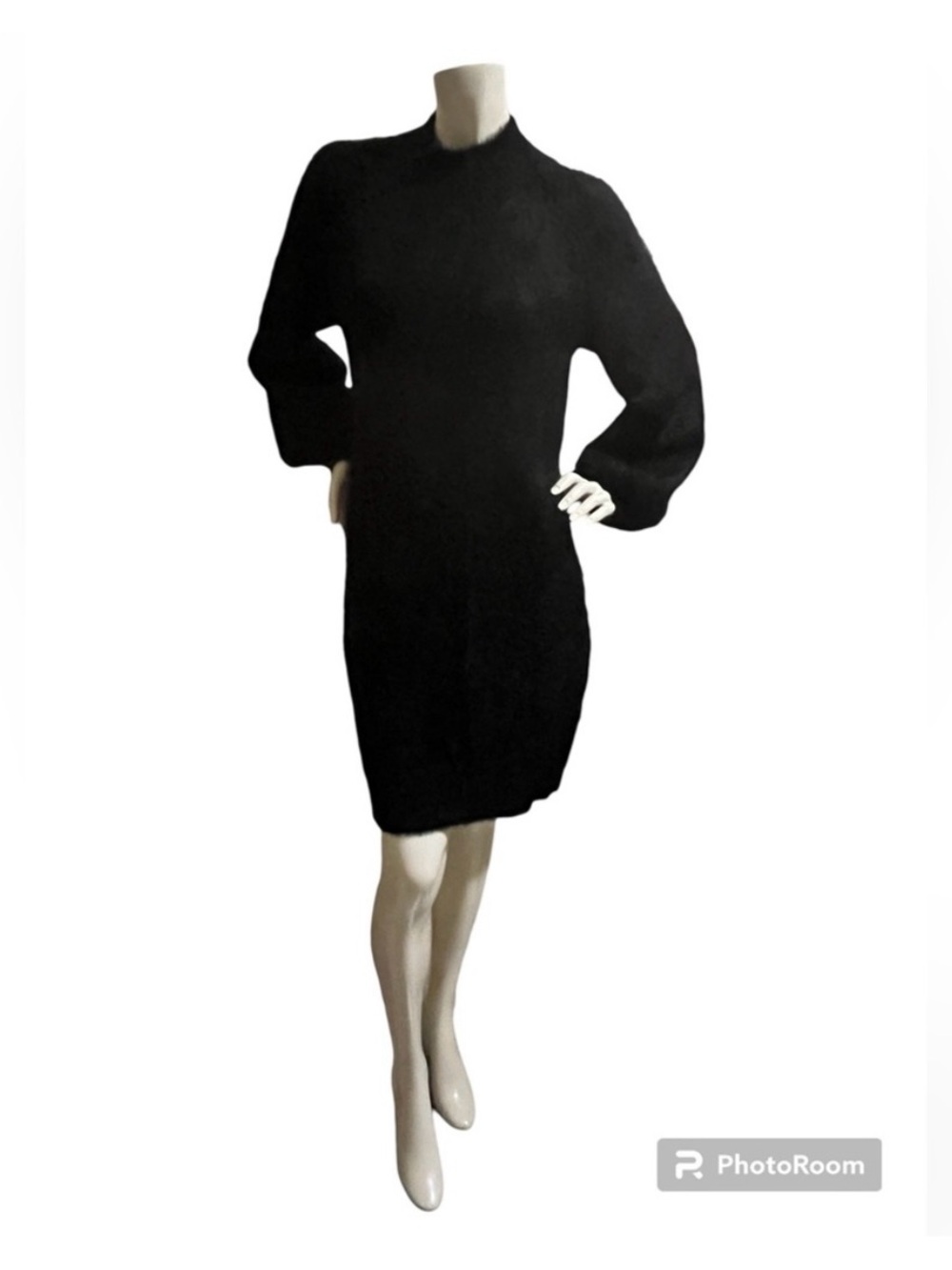 Bardot Black Long Sleeve Balloon-Sleeve Sweater Dress